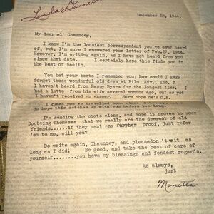 Rare 1944 Linda Darnell Signed Letter Hollywood Actress Personal Letter WWII